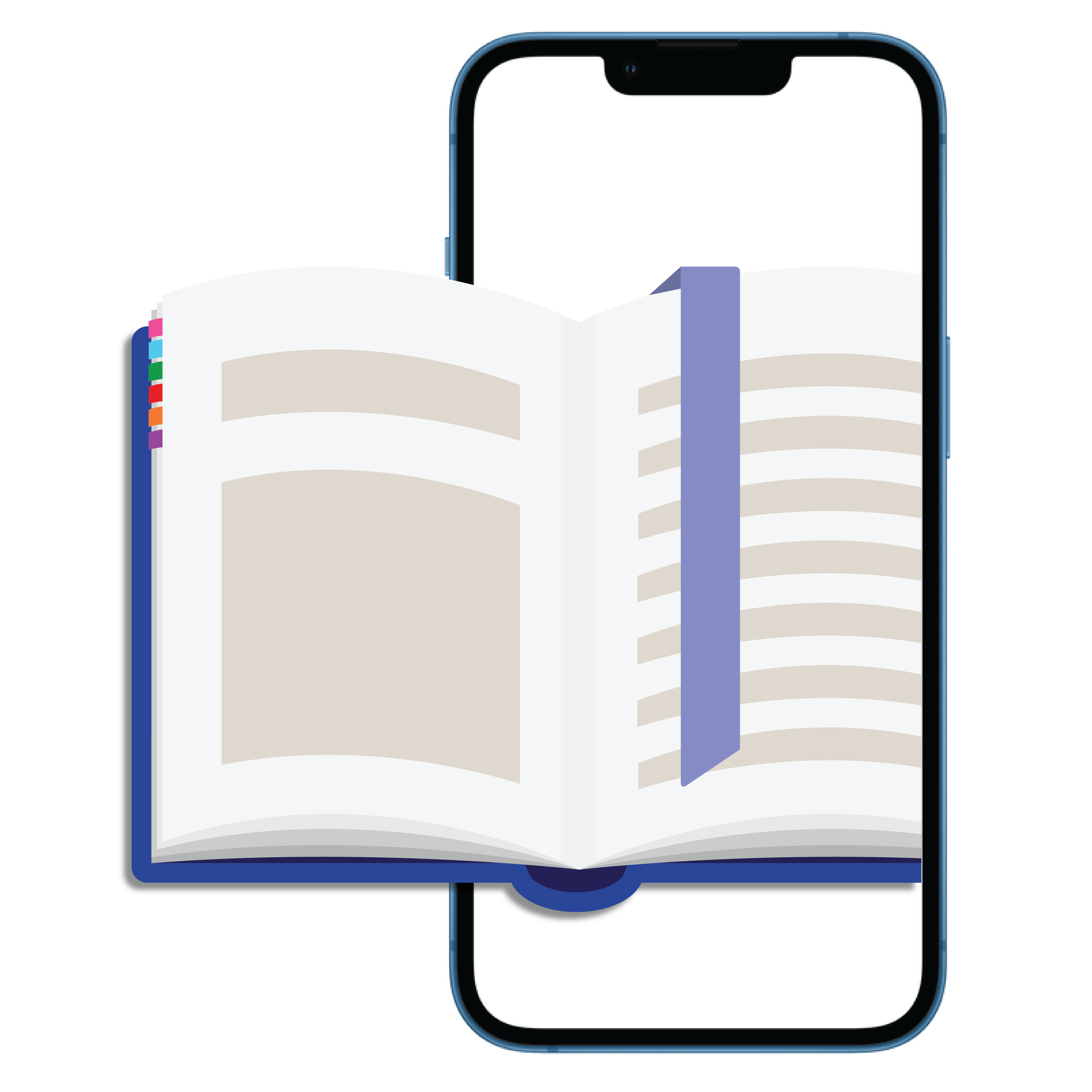 Open book icon coming out of an iPhone